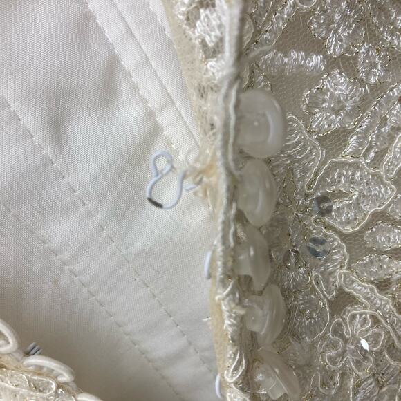Stella York Wedding Dress US 6 Cream Gown Sweetheart Neck Strapless Lace Flare - Picture 11 of 16